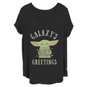 Футболка Juniors Plus Star Wars The Mandalorian The Child Galaxy's Greetings с текстовым сообщением Licensed Character