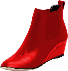 Женские ботильоны YDN с низким клиновидным каблуком, на шнуровке, короткие, с острым носком, повседневные, для офиса, размер 4-15 US, Red