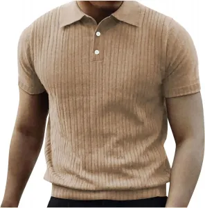 Мужская поло с воротником риб