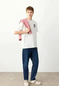 Футболка с принтом для подростков Mango Kids, Off White