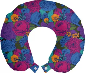 Подушка для шеи ABAKUHAUS Floral Travel Pillow, Vintage Bouquet Art, дорожный аксессуар из пеноматериала для самолета и автомобиля, 30 x 30 см, разноцветная Abakuhaus