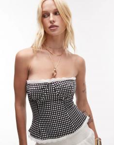 Корсетный топ без бретелек WeWoreWhat в черную клетку