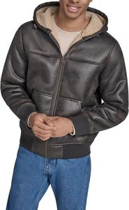 Мужская куртка-бомбер Levi's из искусственной кожи с капюшоном и отделкой из коровьей кожи, Mole Brown Faux Shearling