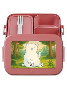 Mr. & Mrs. Panda Коробка для закусок «Ленивый полярный медведь» без слогана, пастельно-красного цвета