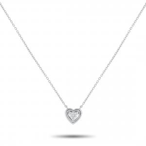 Эксклюзивное ожерелье LB с кулоном в форме сердца из 14-каратного белого золота с бриллиантами 0,10 карата PN16194 Lb Exclusive, белый