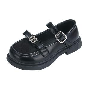 Противоскользящие износостойкие детские кожаные туфли для детей от 3 до 7 лет SHIBU, черный