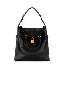 Сумка-тоут Pulse Large из вощеной телячьей кожи Balmain, черный