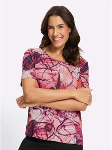 WITT WEIDEN Футболка с короткими рукавами, с принтом в розовых и баклажановых тонах