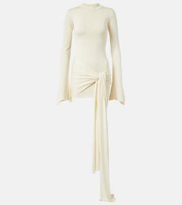 Мини-платье из смесового шелка со сборками Aya Muse, белый