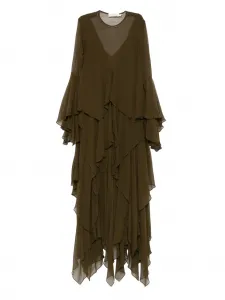 Платье макси с оборками ZIMMERMANN, зеленый