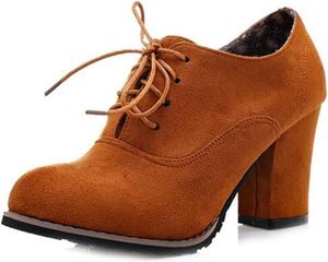 Женские замшевые ботильоны MIOKE с шнуровкой, полуботинки до щиколотки, с круглым носком, массивным каблуком, ольстерские туфли, короткие платьевые ботинки, Brown-Velvet Lined