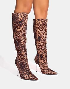 Сапоги Public Desire Witchcraft со шнуровкой и высоким коленом с леопардовым принтом