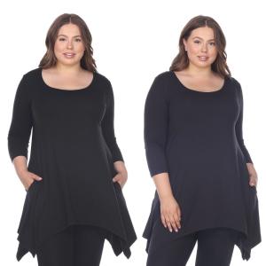 Комплект из двух пар туник Essential Makayla больших размеров WM Fashion, черный/темно-синий