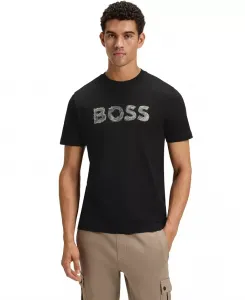 Мужская хлопковая футболка Regular-Fit с логотипом Hugo Boss, черный