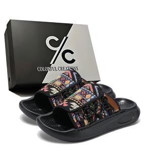 Тапочки-слайды EVA с тихими, нескользящими, быстросохнущими швами, мужская коробка Colorful Creations, Black
