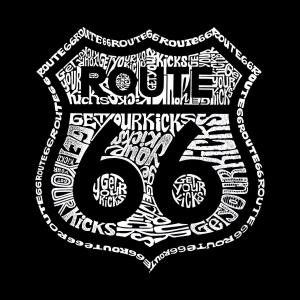 Get Your Kicks on Route 66 — мужская бейсбольная футболка реглан с рисунком Word Art LA Pop Art