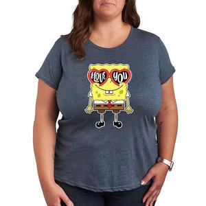 Футболка с принтом Spongebob Squarepants и надписью I Love You, Plus Size Nickelodeon