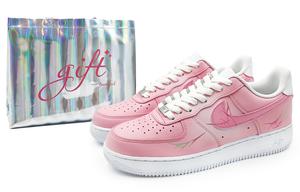 Nike Кроссовки Air Force 1 для скейтбординга, износостойкие, низкие, мужские, розовые, белые
