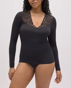 Эластичная длинная футболка с кружевом YSABEL MORA Ysabel Mora, черный