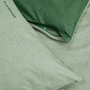 Наволочки Doubleface из мягкого хлопка с благородным меланжевым эффектом в реверсивном дизайне Made in Green Schiesser, зеленый