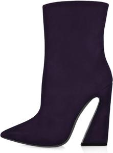 Женские ботильоны XYD с боковой молнией, высокие каблуки, закрытый носок, осень-зима, универсальная обувь для повседневной носки и событий, Purple