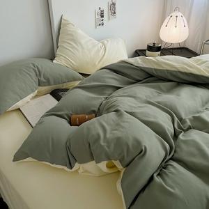 AVIVI Комплект постельного белья 4 предмета, простыня, размер 220x240 см, цвет матча-карамель, класс A, ультрамягкое