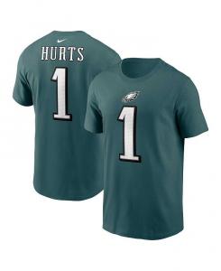 Мужская футболка Jalen Hurts Midnight Green Philadelphia Eagles с именем и номером игрока Nike, зеленый