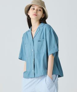 Рубашка с открытым воротником из льна и вискозы