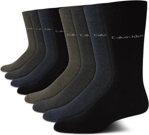 Мужские носки Calvin Klein под повседневную одежду - 8 пар мягких рабочих носков из хлопковой смеси для мужчин, для повседневного делового и официального ношения, Olive/Denim/Black