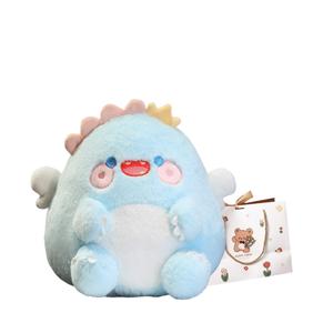 Милые макаронные мини-динозавры плюшевые куклы высота 30см OU DI PIG, Blue+Bear Shopping Bag