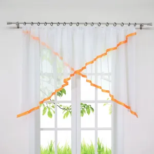 Штора Cafe со сборчатой лентой, вуаль типа Cross-M с атласной лентой, полупрозрачная, оранжевая, 100 x 300 см (В x Ш) Joyswahl