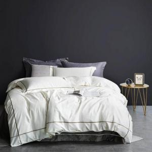 FGDSEEEKJUFHH Комплект постельного белья однотонный вышитый супердышащий White