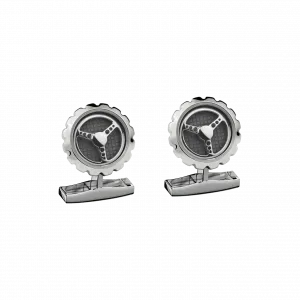 Запонки Chopard Classic Racing cufflinks - Серая инкрустация - серебристый металл