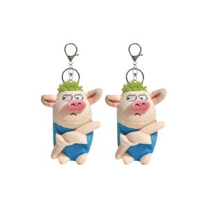 KUMAOYA Милый лохматый зеленый плюшевый поросенок подвеска высота 12см