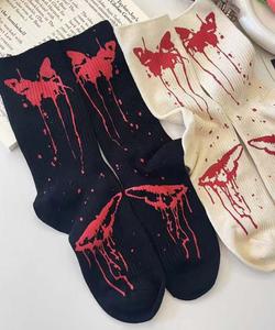 Ребристые носки средней высоты с рисунком бабочек Aimoha - Select -, цвет Black