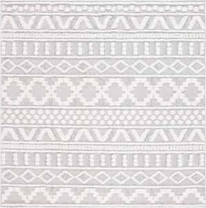 Ковер SAFAVIEH, 201 x 201 см, коллекции Trends — квадратный, Grey & Ivory, марокканский деревенский бохо с фактурным дизайном, без линьки и простой в уходе, идеален для помещений с высокой проходимостью в гостиной, спальне (TRD124F)