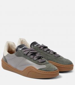 Бархатные и кожаные кроссовки Bars Acne Studios, Multi Grey