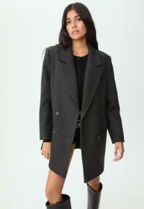 Классическое пальто в елочку, прямого кроя. Stradivarius, Dark Grey