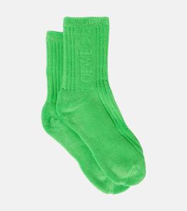 Носки из хлопчатобумажной махровой ткани с жаккардовым логотипом Loewe, зеленый