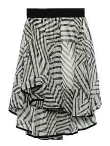 Полосатая юбка миди с оборками Gemy Maalouf, черный