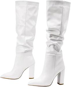 Женские модные ботильоны из мягкой искусственной кожи, уличный стиль, с заостренным носком и тонкими каблуками Generic, White