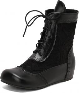 Женские ботильоны на шнуровке LYYSKY. Размер соответствует длине подошвы, см. таблицу размеров и описание товара. Размеры US4-US17/EU34-EU50., Black(15-8)