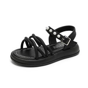 Детские сандалии с низким верхом, противоскользящие, устойчивые к истиранию, с отскоком, легкие, амортизирующие, с защитой от ударов QIQUDUCK, черный