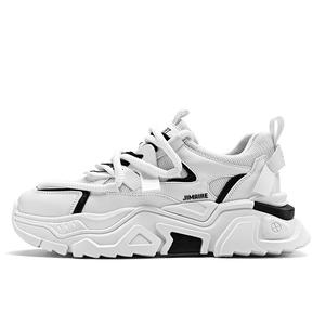 King Jinmai Скользоустойчивые массивные кроссовки мужские низкие бело-черные, цвет White Black