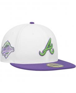 Мужская белая шляпа Atlanta Braves с боковой нашивкой 59FIFTY New Era