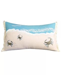 Хлопковая подушка для поясницы в виде краба с волнами в помещении Rightside Designs, синий