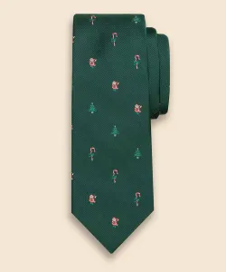 Шелковый галстук с изображением рождественской елки, изготовленный в США.