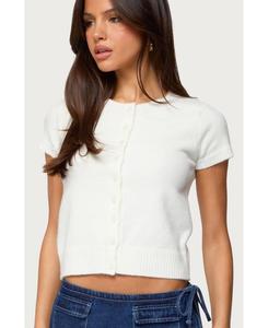 Женская вязаная блузка Coreen на пуговицах Edikted, White