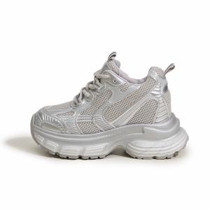 Женские кроссовки с амортизацией, износостойкие, увеличивающие рост. Низкие, массивные Milan love song, Silver