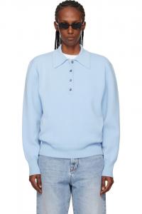 Róhe Синяя компактная вязаная рубашка поло